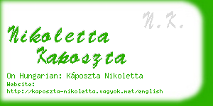 nikoletta kaposzta business card